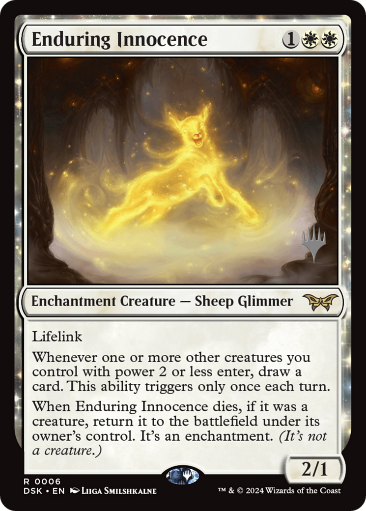 Enduring Innocence (PPDSK-06P) [Duskmourn: House of Horror Promos]: (enchantment) Foil