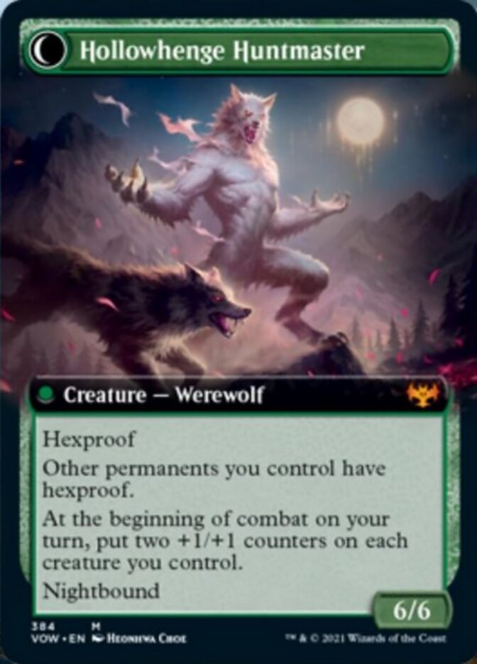 Avabruck Caretaker // Hollowhenge Huntmaster (VOW-384) [Innistrad: Crimson Vow]: (Extended Art, Double Faced Transform) Foil