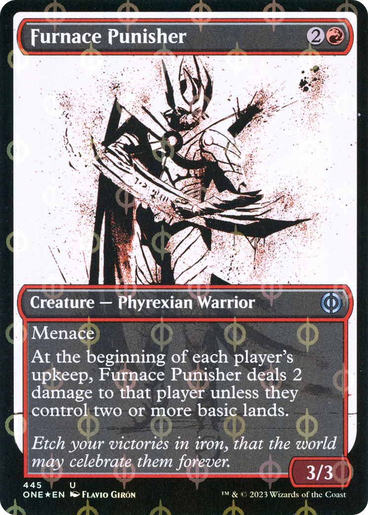 Furnace Punisher (Showcase) (Step-and-Compleat Foil) (ONE-445) [Phyrexia: All Will Be One] Foil