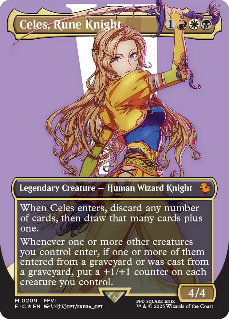 Celes, Rune Knight (Borderless) (Surge Foil) (FIC-209) [Commander: FINAL FANTASY] (Borderless) Foil