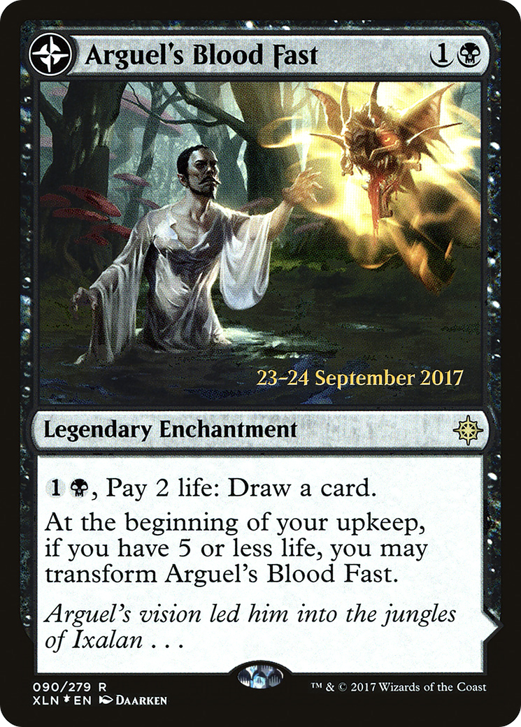 Arguel's Blood Fast // Temple of Aclazotz (PRE-90S) [Ixalan Promos]: (compasslanddfc) Foil