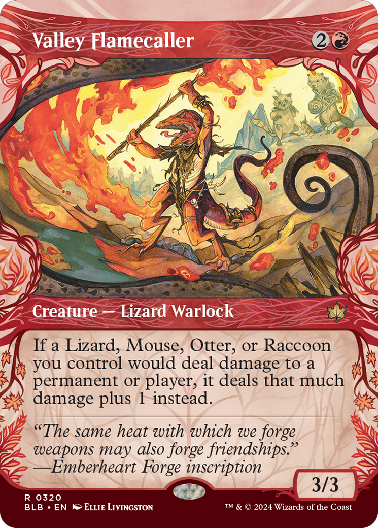 Valley Flamecaller (BLB-320) [Bloomburrow]: (Showcase) (Borderless) Foil