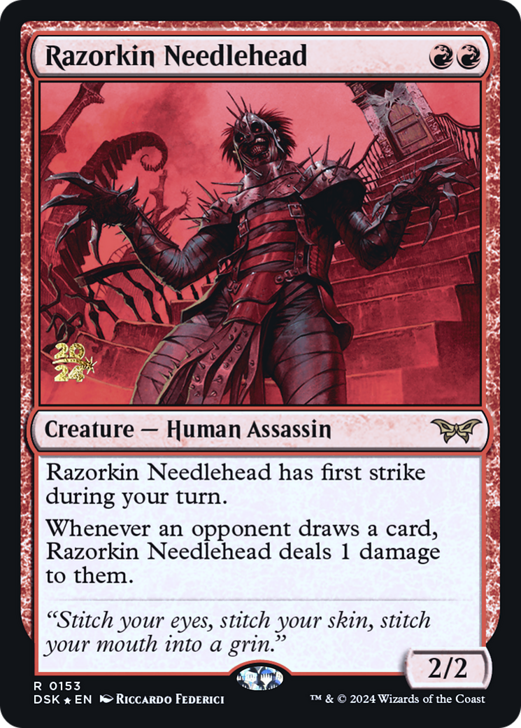 Razorkin Needlehead (PRE-153S) [Duskmourn: House of Horror Promos] Foil