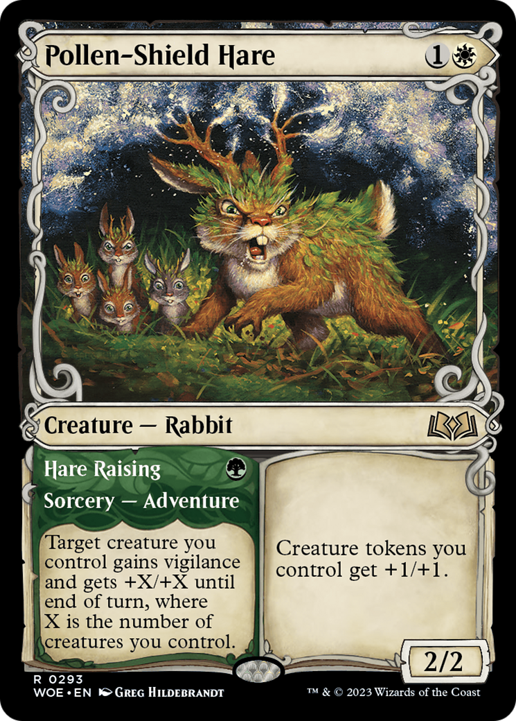 Pollen-Shield Hare // Hare Raising (WOE-293) [Wilds of Eldraine]: (Showcase)
