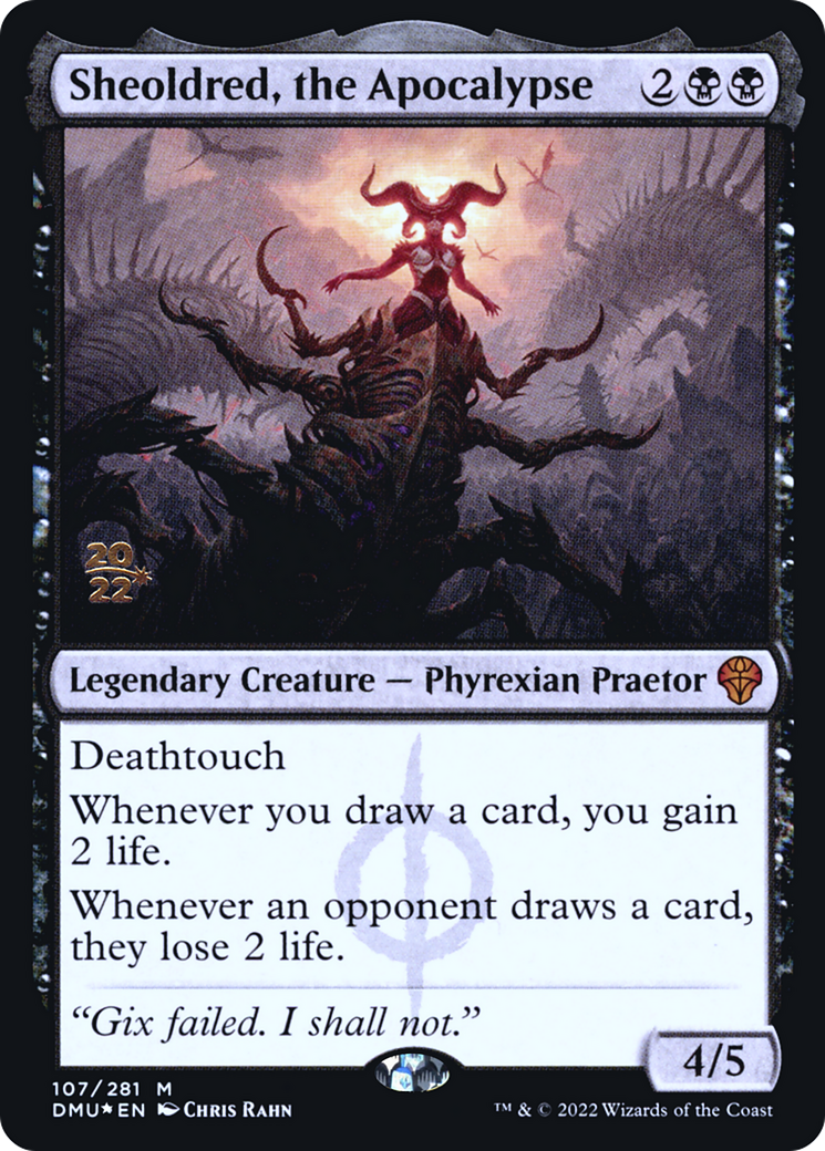 Sheoldred, the Apocalypse (PRE-107) [Dominaria United Promos] Foil