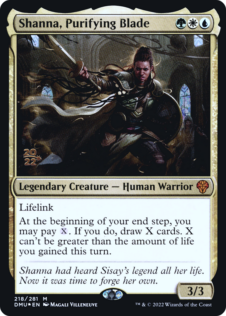 Shanna, Purifying Blade (PRE-218S) [Dominaria United Promos] Foil