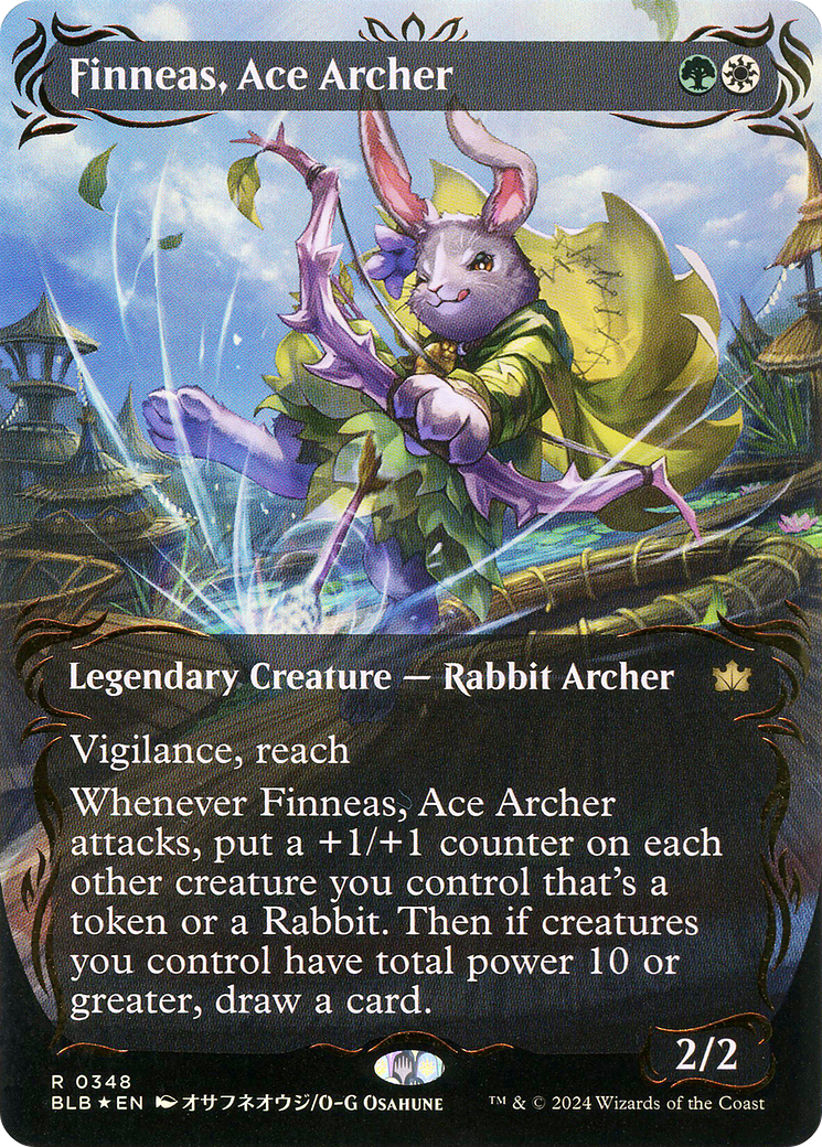 Finneas, Ace Archer (BLB-348) [Bloomburrow]: (Showcase) (Borderless) Foil
