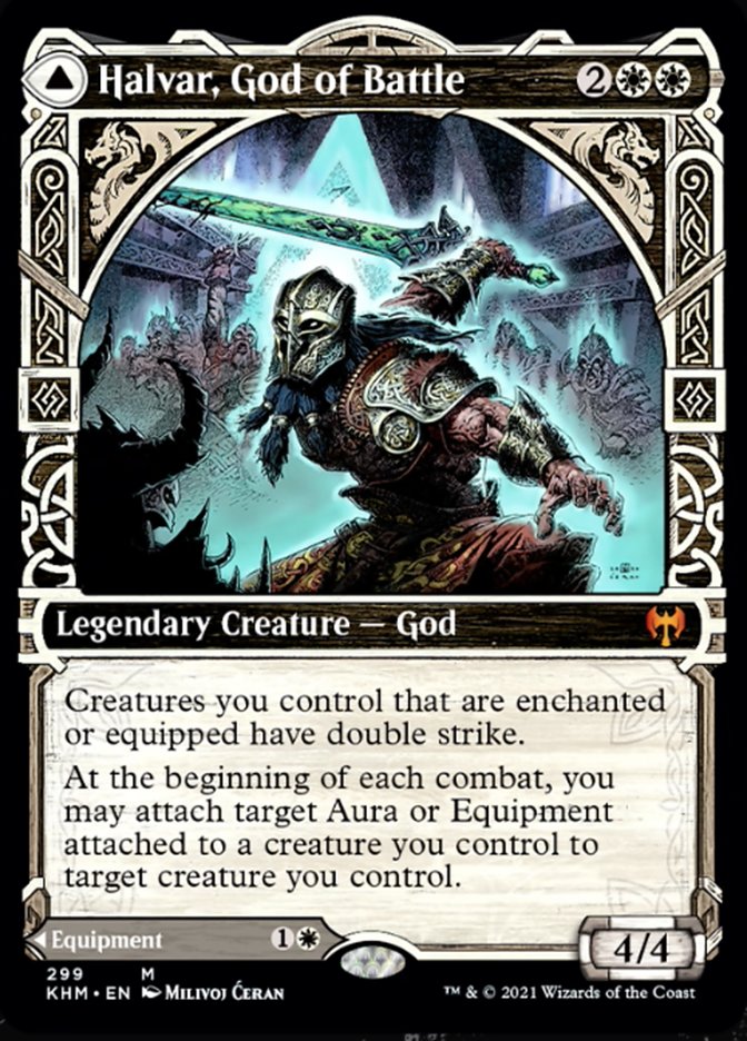 Halvar, God of Battle // Sword of the Realms (KHM-299) [Kaldheim]: (Showcase) Foil