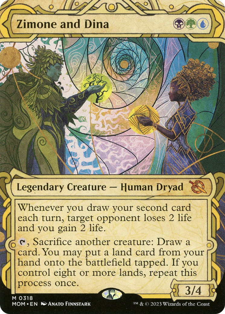 Zimone and Dina (MOM-318) [March of the Machine]: (Showcase) (Borderless) Foil