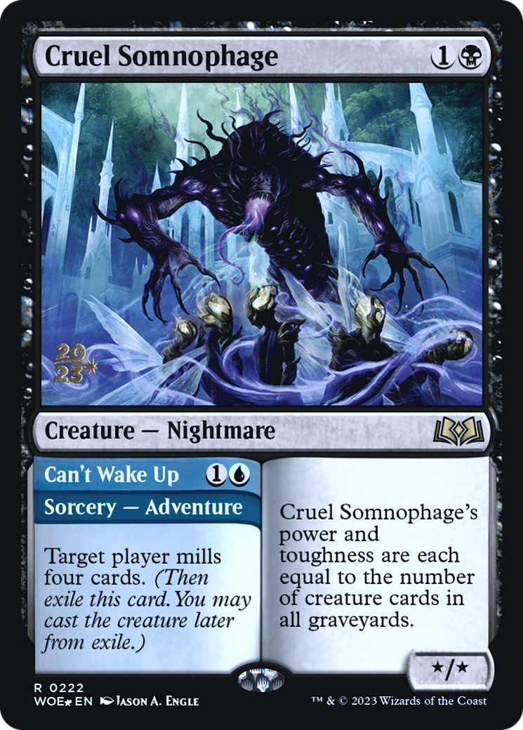 Cruel Somnophage // Can't Wake Up (PRE-222S) [Wilds of Eldraine Promos] Foil