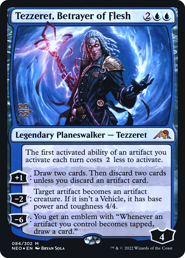 Tezzeret, Betrayer of Flesh (PRE-084) [Kamigawa: Neon Dynasty Promos] Foil