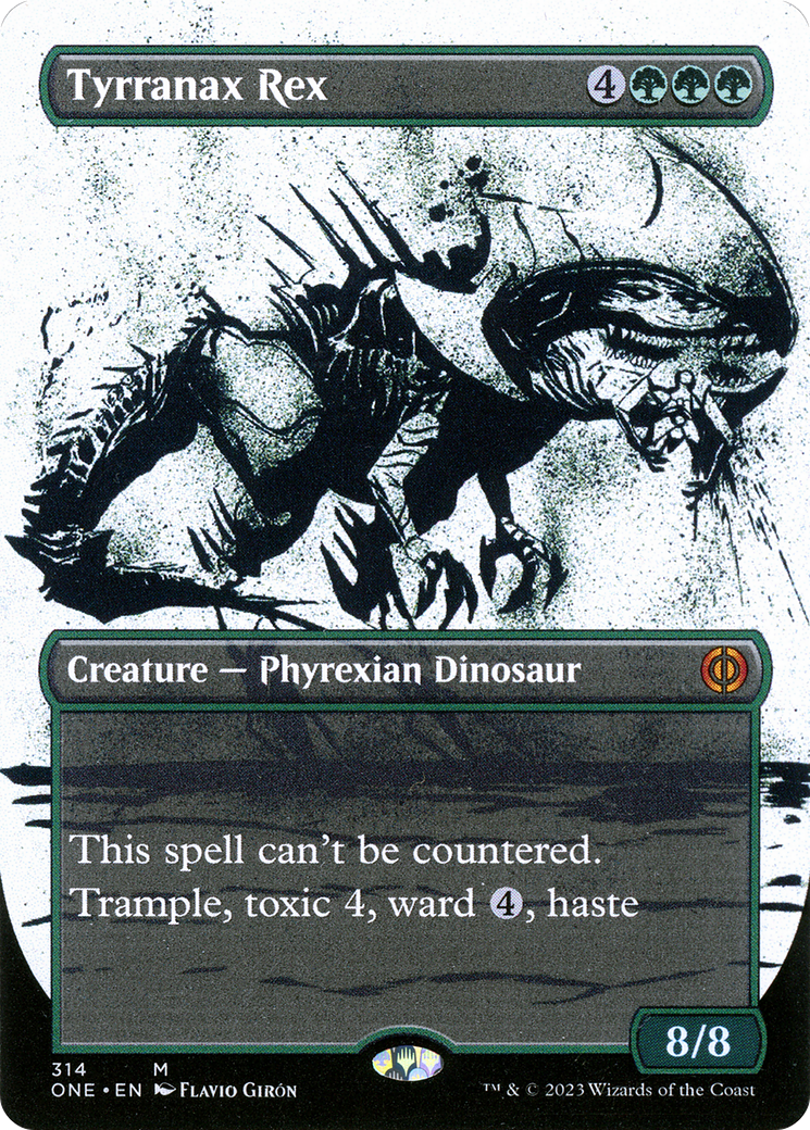 Tyrranax Rex (ONE-314) [Phyrexia: All Will Be One]: (Showcase) (Borderless) Foil
