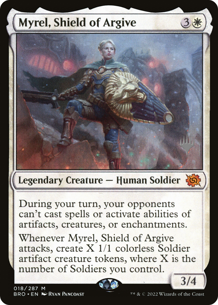 Myrel, Shield of Argive (PPBRO-018) [Promo Pack: The Brothers' War Promos] Foil