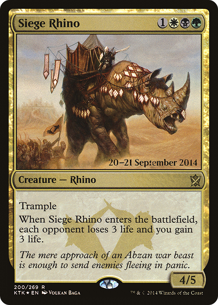 Siege Rhino (PRE-200S) [Khans of Tarkir Promos] Foil