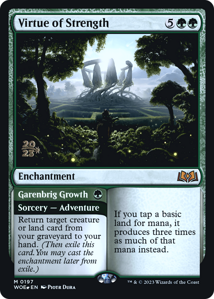 Virtue of Strength // Garenbrig Growth (PRE-197S) [Wilds of Eldraine Promos] Foil