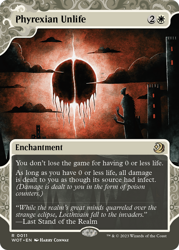 Phyrexian Unlife (WOT-011) [Wilds of Eldraine: Enchanting Tales]: (Showcase) (Borderless) Foil