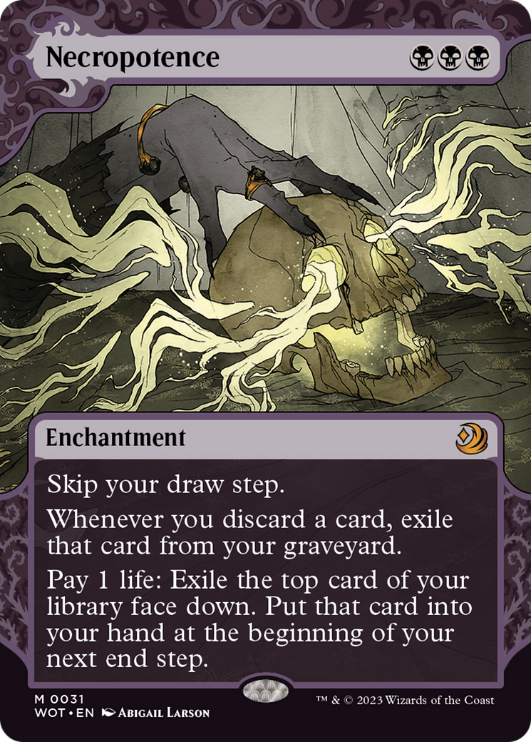 Necropotence (WOT-031) [Wilds of Eldraine: Enchanting Tales]: (Showcase) (Borderless)