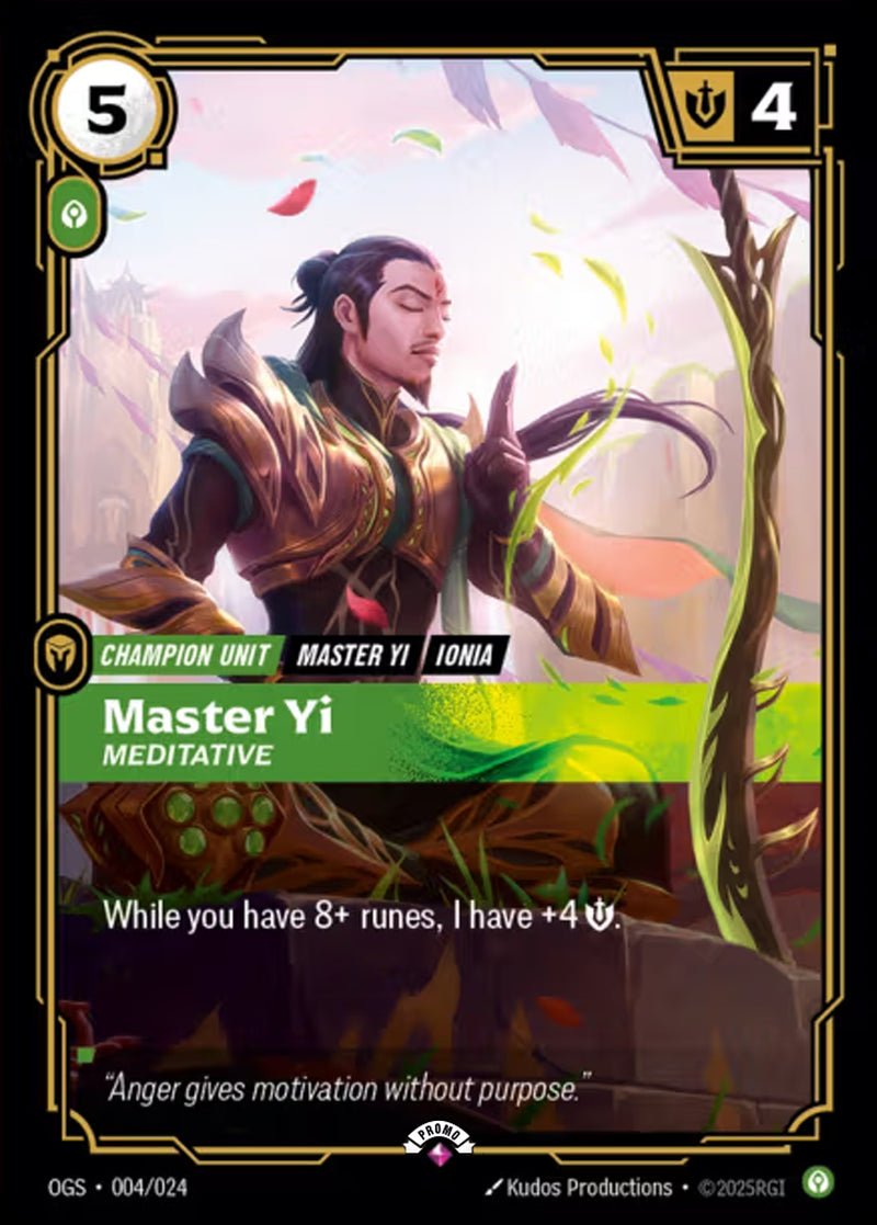 Master Yi - Meditative (004/024) - Riftbound Organized Play Promotional Cards Foil