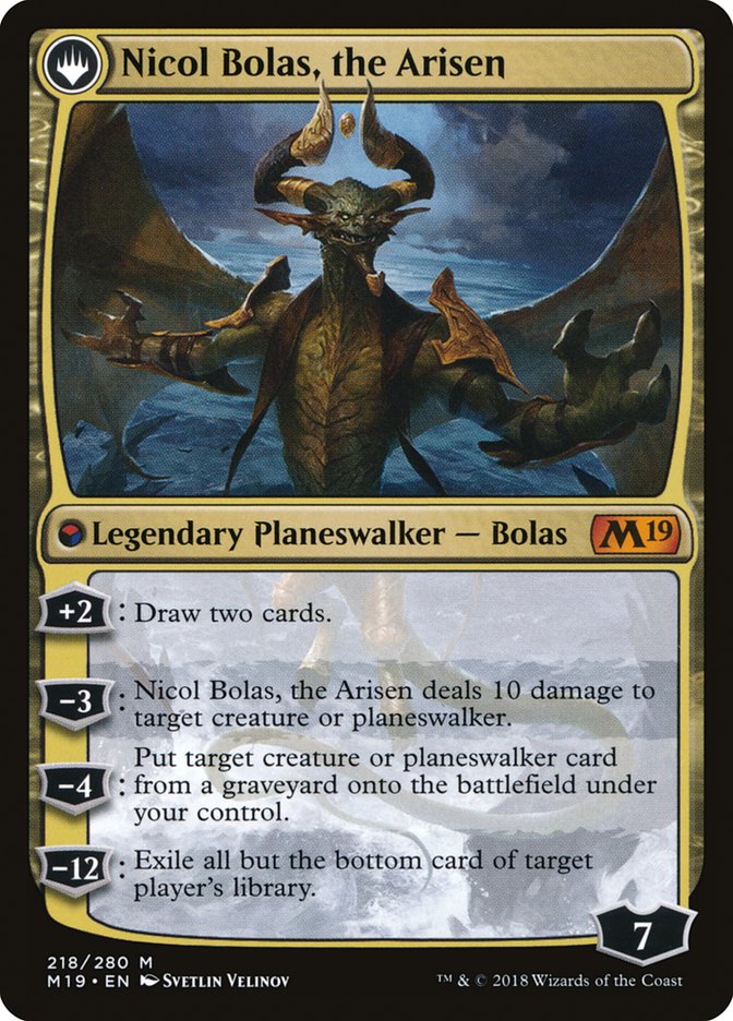 Nicol Bolas, the Ravager // Nicol Bolas, the Arisen (M19-218) [Core Set 2019]: (originpwdfc)