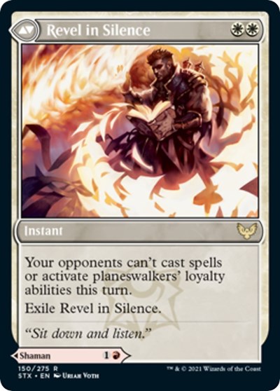 Flamescroll Celebrant // Revel in Silence (PRE-150S) [Strixhaven: School of Mages Promos] Foil