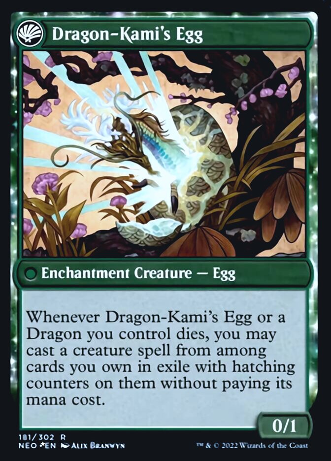The Dragon-Kami Reborn // Dragon-Kami's Egg (PRE-181S) [Kamigawa: Neon Dynasty Promos]: (fandfc, enchantment) Foil