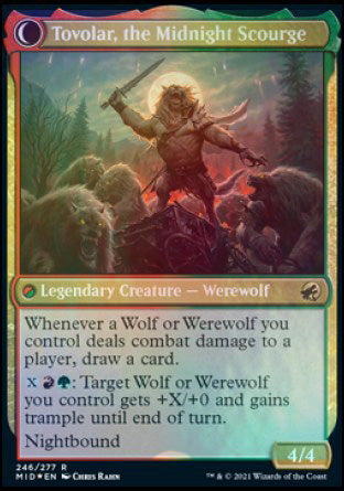 Tovolar, Dire Overlord // Tovolar, the Midnight Scourge (PRE-246S) [Innistrad: Midnight Hunt Promos]: (Double Faced Transform) Foil