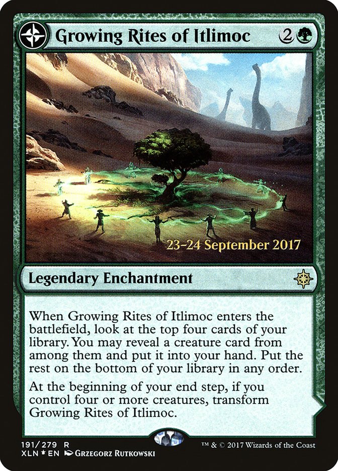 Growing Rites of Itlimoc // Itlimoc, Cradle of the Sun (PRE-191S) [Ixalan Promos]: (compasslanddfc) Foil