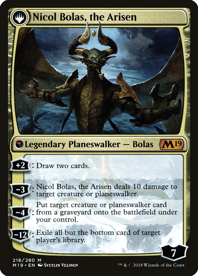 Nicol Bolas, the Ravager // Nicol Bolas, the Arisen (PRE-218S) [Core Set 2019 Promos]: (originpwdfc) Foil
