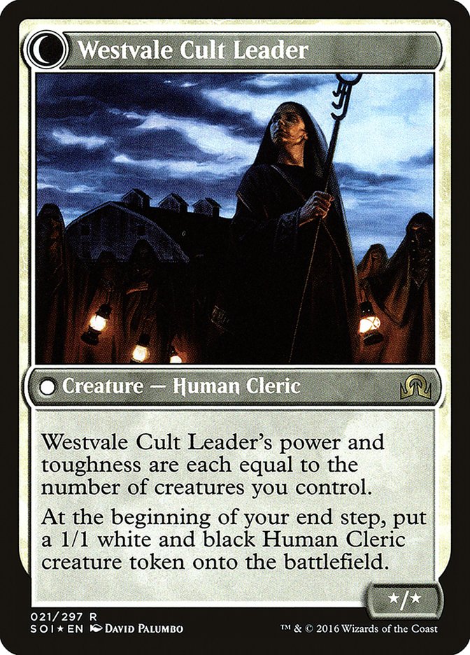 Hanweir Militia Captain // Westvale Cult Leader (PRE-21S) [Shadows over Innistrad Promos]: (Double Faced Transform) Foil