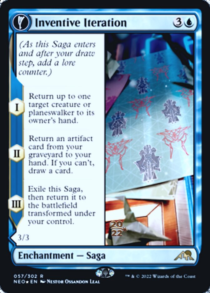 Inventive Iteration // Living Breakthrough (PRE-57S) [Kamigawa: Neon Dynasty Promos]: (fandfc, enchantment) Foil