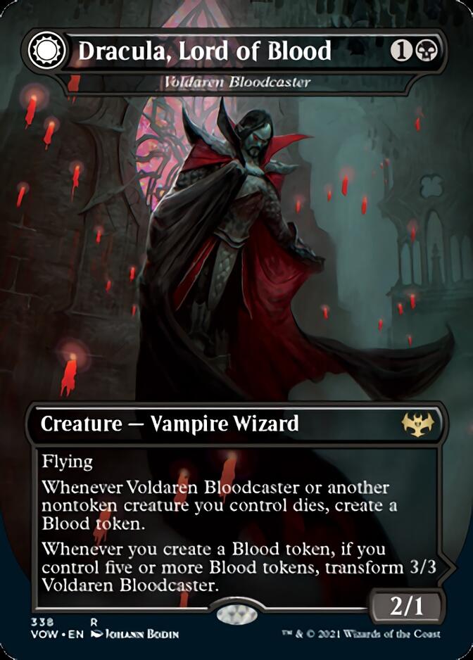 Voldaren Bloodcaster // Bloodbat Summoner (VOW-338) [Innistrad: Crimson Vow]: (Double Faced Transform) (Borderless)