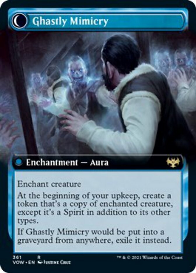 Mirrorhall Mimic // Ghastly Mimicry (VOW-361) [Innistrad: Crimson Vow]: (Extended Art, Double Faced Transform)