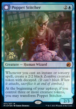 Poppet Stitcher // Poppet Factory (PRE-71S) [Innistrad: Midnight Hunt Promos]: (Double Faced Transform) Foil