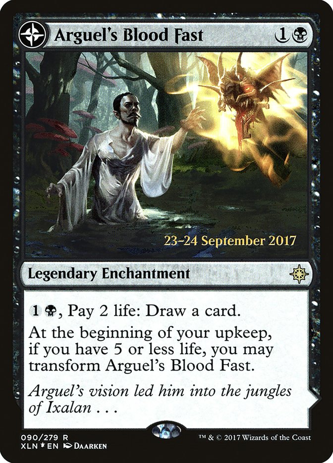 Arguel's Blood Fast // Temple of Aclazotz (PRE-90S) [Ixalan Promos]: (compasslanddfc) Foil