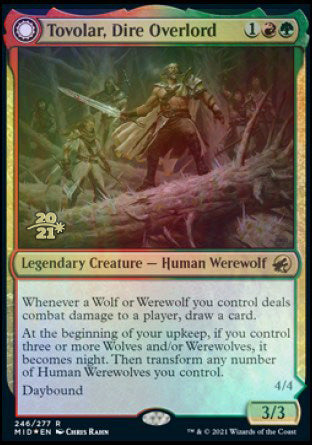 Tovolar, Dire Overlord // Tovolar, the Midnight Scourge (PRE-246S) [Innistrad: Midnight Hunt Promos]: (Double Faced Transform) Foil
