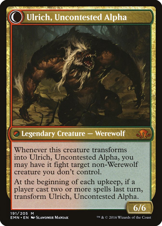 Ulrich of the Krallenhorde // Ulrich, Uncontested Alpha (EMN-191) [Eldritch Moon]: (Double Faced Transform)