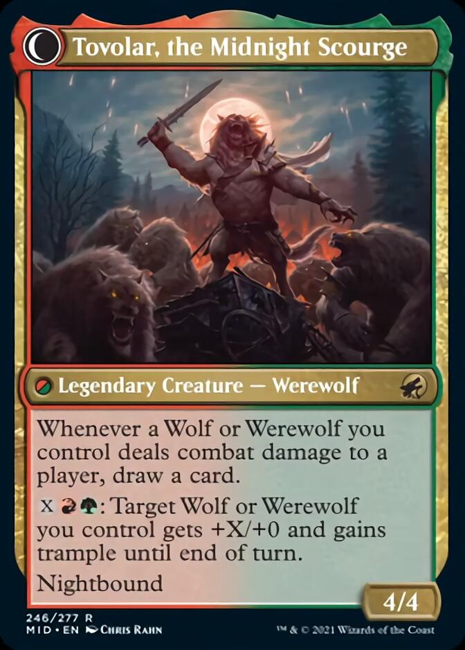 Tovolar, Dire Overlord // Tovolar, the Midnight Scourge (MID-246) [Innistrad: Midnight Hunt]: (Double Faced Transform)