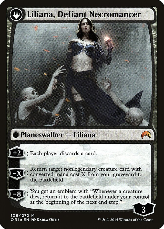 Liliana, Heretical Healer // Liliana, Defiant Necromancer (PRE-106S) [Magic Origins Promos]: (originpwdfc) Foil