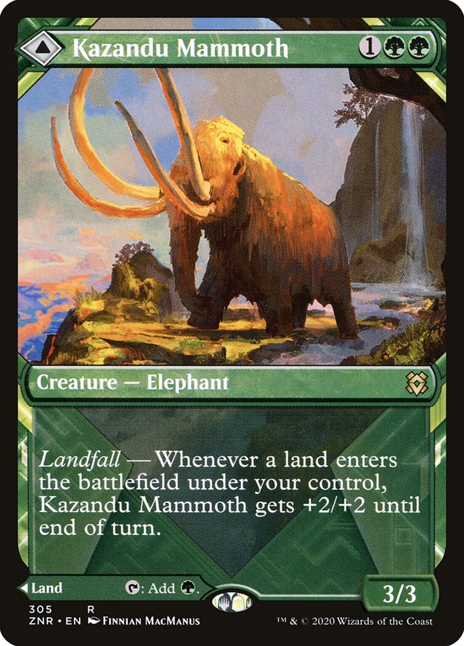 Kazandu Mammoth // Kazandu Valley (ZNR-305) [Zendikar Rising]: (Showcase)