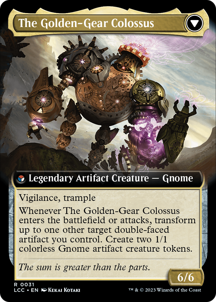Tetzin, Gnome Champion // The Golden-Gear Colossus (LCC-031) [The Lost Caverns of Ixalan Commander]: (Extended Art)