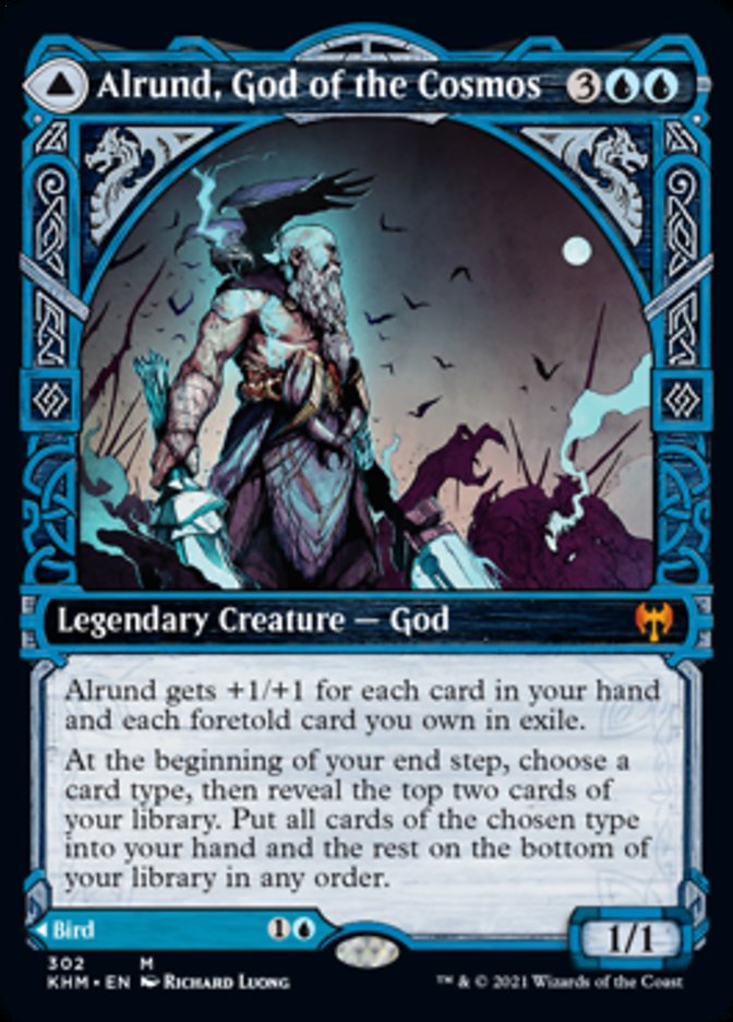 Alrund, God of the Cosmos // Hakka, Whispering Raven (KHM-302) [Kaldheim]: (Showcase)