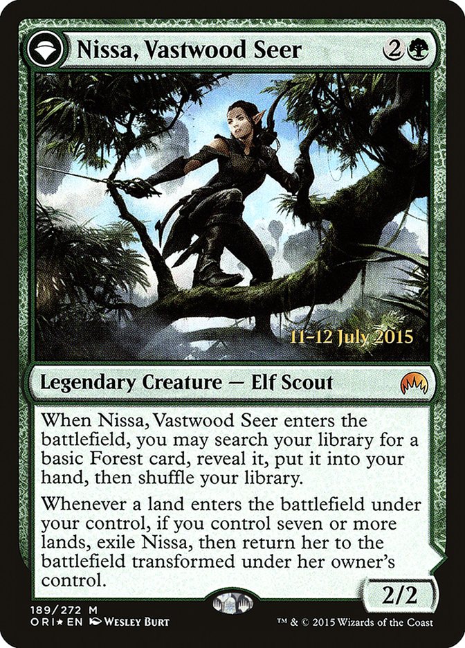 Nissa, Vastwood Seer // Nissa, Sage Animist (PRE-189S) [Magic Origins Promos]: (originpwdfc) Foil