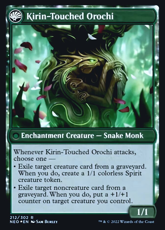 Teachings of the Kirin // Kirin-Touched Orochi (PRE-212S) [Kamigawa: Neon Dynasty Promos]: (fandfc, enchantment) Foil