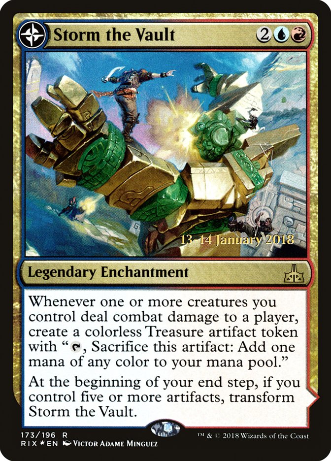 Storm the Vault // Vault of Catlacan (PRE-173S) [Rivals of Ixalan Promos]: (compasslanddfc) Foil