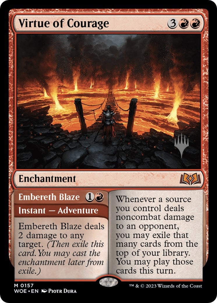 Virtue of Courage // Embereth Blaze (PPWOE-157P) [Wilds of Eldraine Promos]