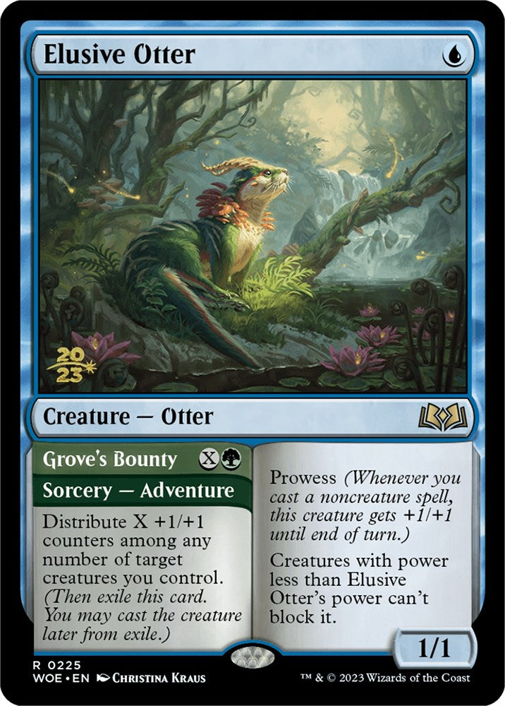 Elusive Otter // Grove's Bounty (PRE-225S) [Wilds of Eldraine Promos] Foil