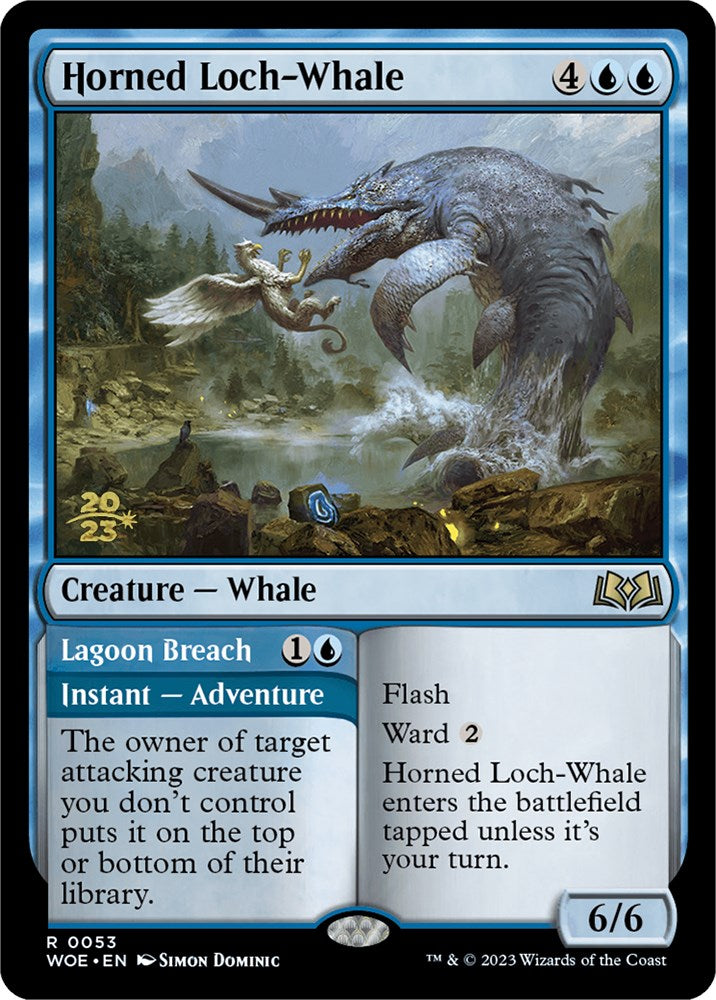 Horned Loch-Whale // Lagoon Breach (PRE-53S) [Wilds of Eldraine Promos] Foil