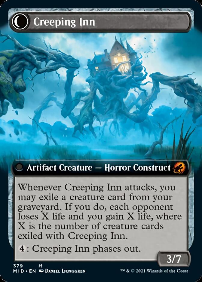Hostile Hostel // Creeping Inn (MID-379) [Innistrad: Midnight Hunt]: (Extended Art, Double Faced Transform)