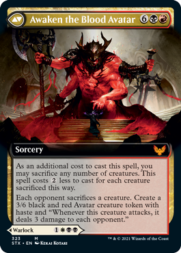 Extus, Oriq Overlord // Awaken the Blood Avatar (STX-323) [Strixhaven: School of Mages]: (Extended Art)