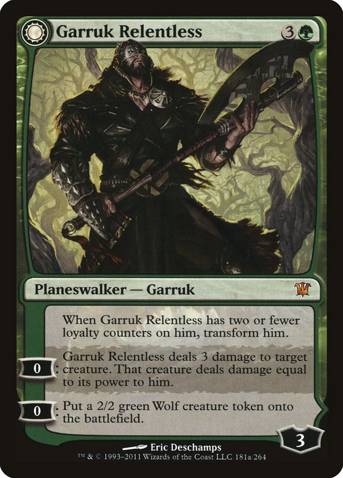 Garruk Relentless // Garruk, the Veil-Cursed (ISD-181) [Innistrad]: (Double Faced Transform)